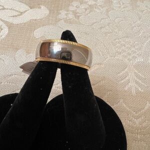 Spikes Titanium Silver and Gold trim Ring New